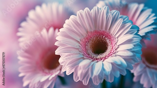 Beautiful white daisy in pink and blue