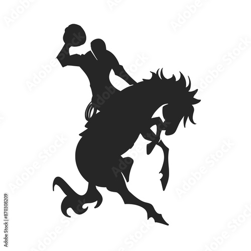 Silhouette of Cowboy Rodeo Rider Cartoon Vector