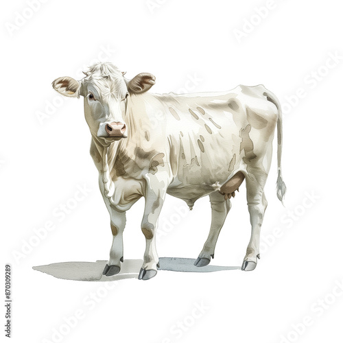 Watercolor illustration of a dairy cow on white background © AInfini