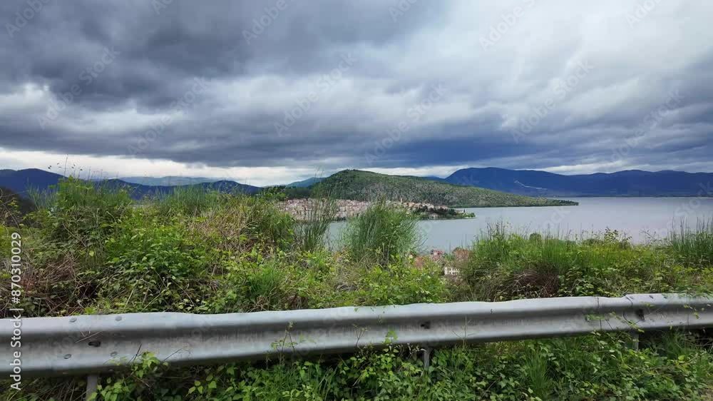 Driving past Kastoria and lake Orestiada Macedonia, northwestern Greece Driving past Kastoria and lake Orestiada Macedonia, northwestern Greece
