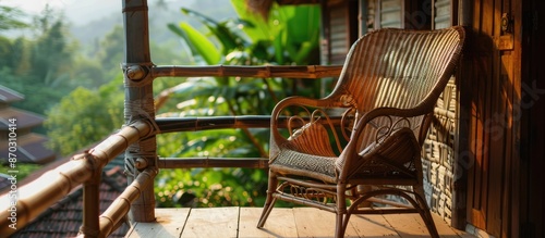 Beautiful wicker chair on a...