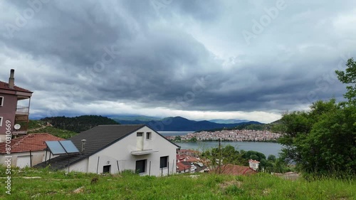 Wallpaper Mural Modern house with solar panel near lake Orestiada in Kastoria, Greece Torontodigital.ca