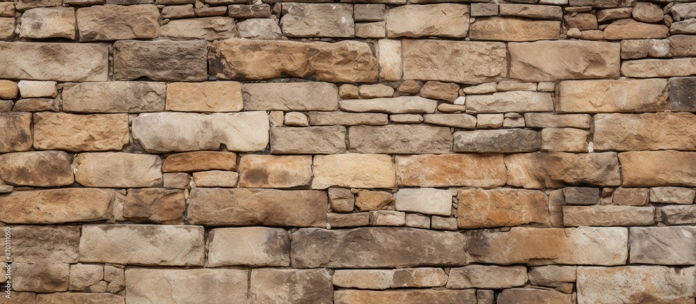 Fototapeta premium Old building's wall surface with stone texture, creating an appealing backdrop for a copy space image.