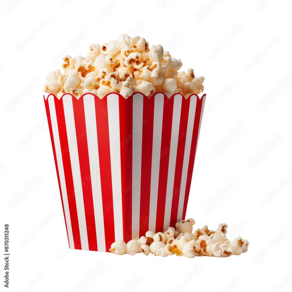 popcorn bucket red and white stripes isolated on transparent background, cut out popcorn bucket red and white stripes isolated on transparent background, cut out