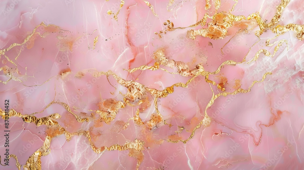 An elegant pink and gold marble texture with swirling patterns, often used for luxury design backgrounds or wallpapers An elegant pink and gold marble texture with swirling patterns, often used for luxury design backgrounds or wallpapers