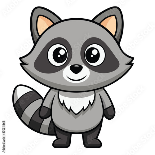 Cute Raccoon Cartoon Vector Icon Illustration.