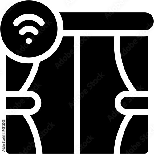 Vector Icon Smart Window, Smart Home, Smart Curtain, Window, Wifi Signal