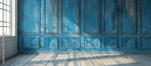 Old interior blue wooden wa...