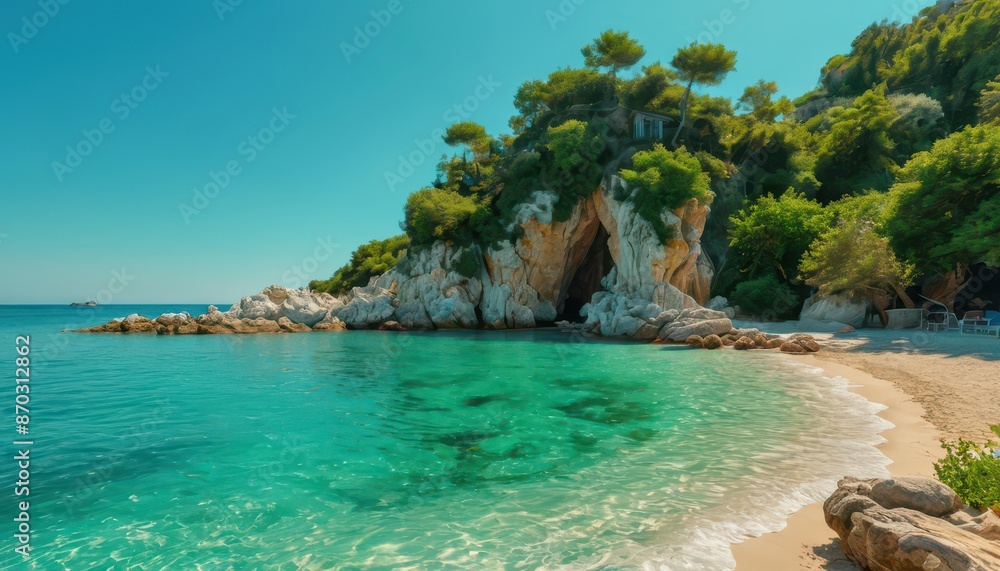 Fototapeta premium Secluded Cove with Crystal Clear Water.