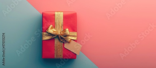 Red gift box close up with ...