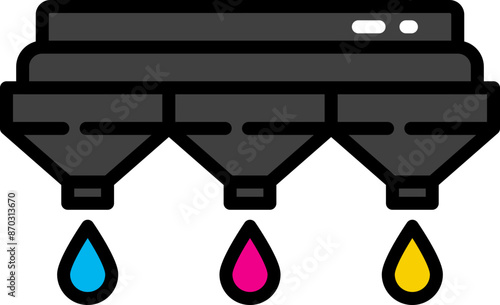 Cartridge ink printer line icon