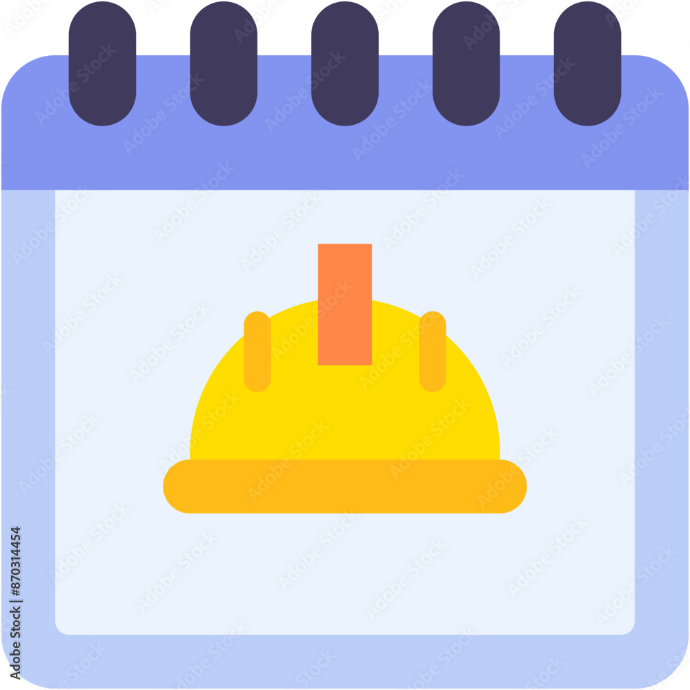 Vector Icon Labor Day, Calendar, Time And Date, Worker, Helmet Vector Icon Labor Day, Calendar, Time And Date, Worker, Helmet