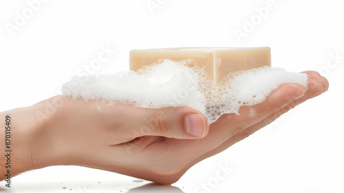 soap and foam on hand isola...