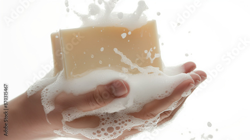 soap and foam on hand isola...