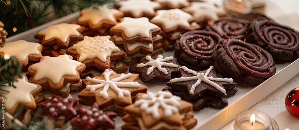 Festive treats like Christmas cookies and Advent biscuits make the holiday season brighter. with copy space image. Place for adding text or design Festive treats like Christmas cookies and Advent biscuits make the holiday season brighter. with copy space image. Place for adding text or design