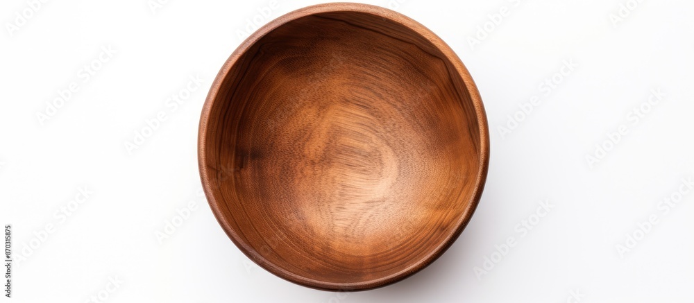 Top view of a wooden bowl on a white background with copy space image. Top view of a wooden bowl on a white background with copy space image.