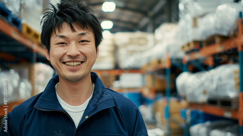 young Asian male warehouse ...