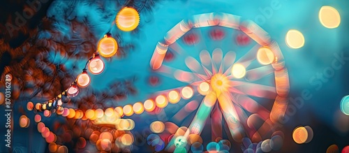 Defocused ferris wheel with...