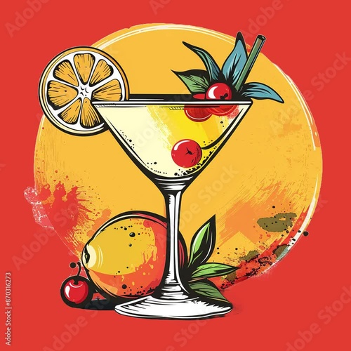 Summer exotic cocktail animation