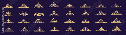 Set of gold mandala element, Luxury geometric ornament, arabic pattern design.