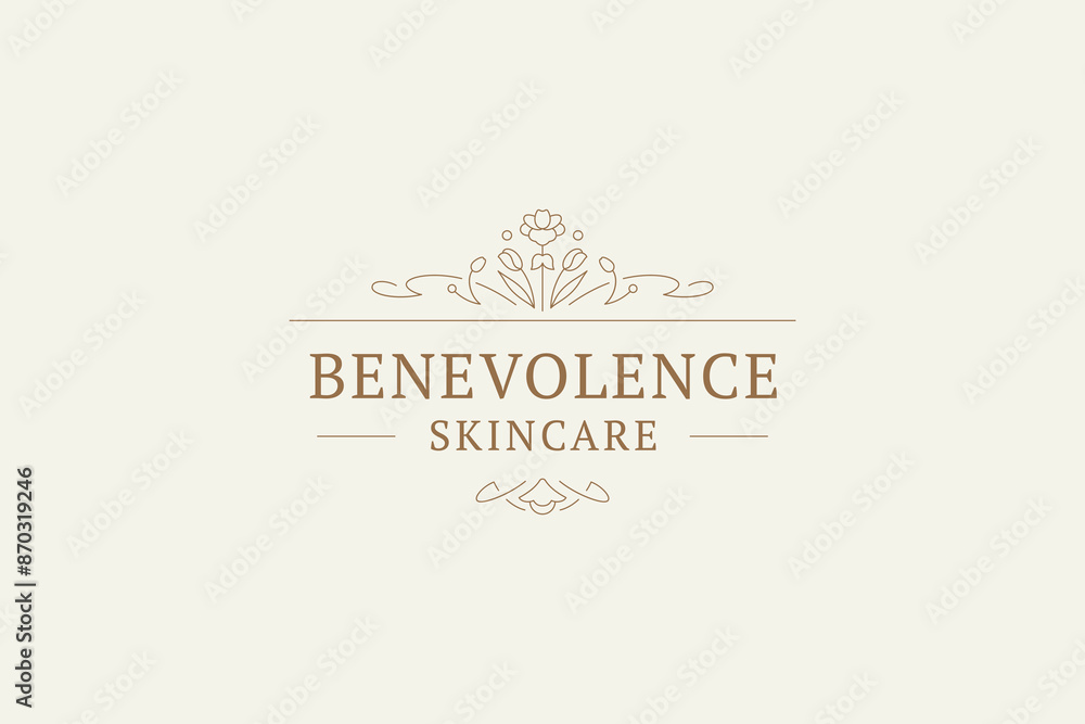 Romantic flower botanical outline logo design template for beauty salon vector illustration Romantic flower botanical outline logo design template for beauty salon vector illustration