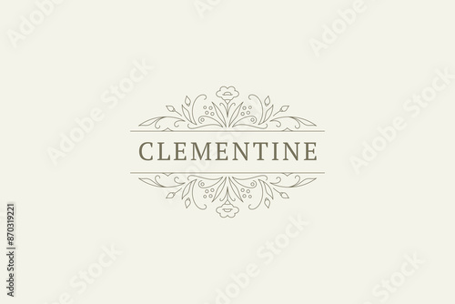 Flourish chic botanical outline logo for beauty salon design template vector illustration