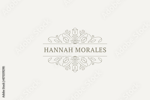 Flourish botanical luxury line logo monogram for fashion boutique design template vector