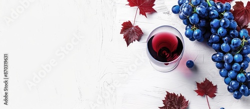 Red wine glass and blue gra...