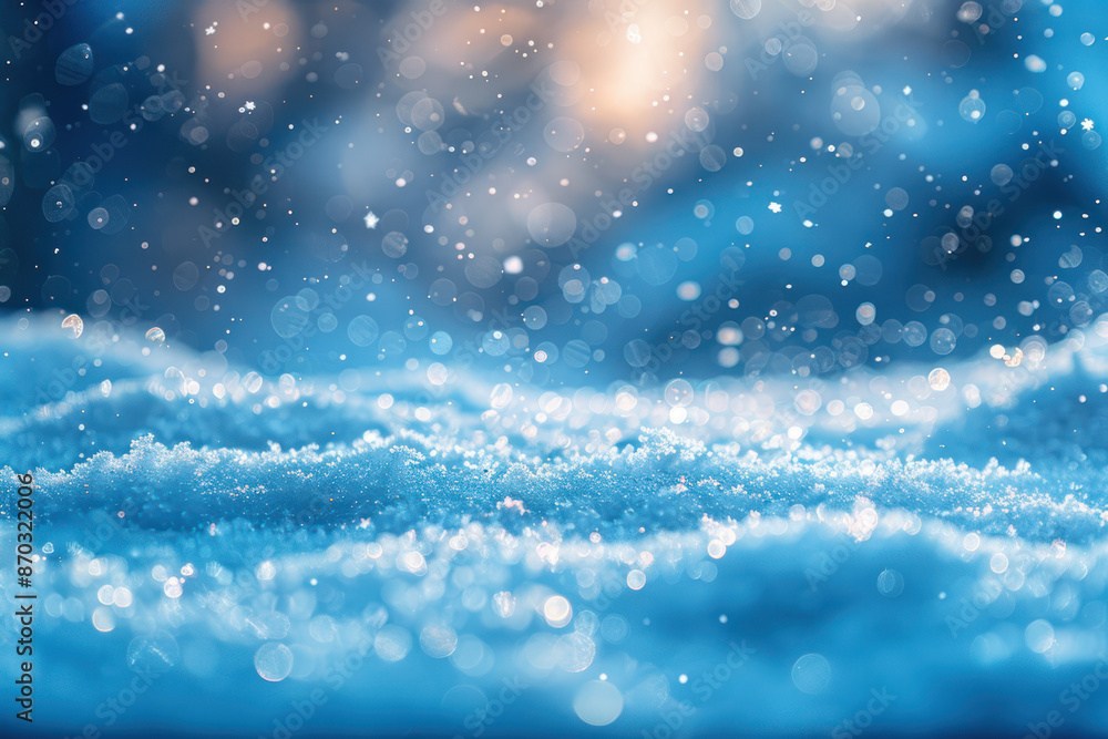 Obraz premium A close-up view of sparkling snow, with light reflecting off the surface and creating a beautiful bokeh effect