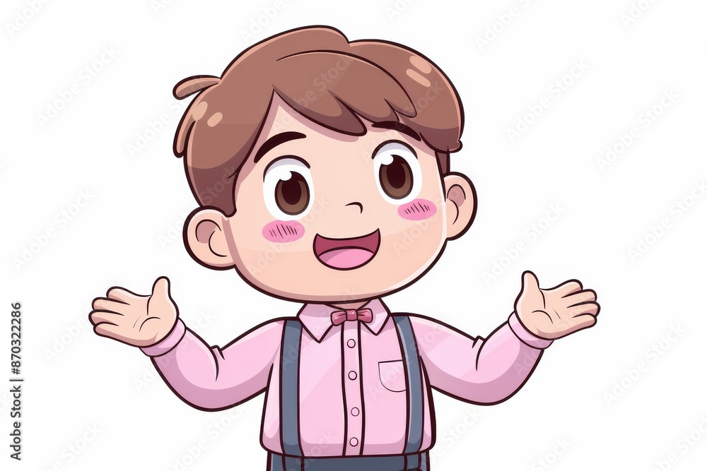 Cheerful cartoon boy with open arms symbolizing joy and welcome in a friendly vibrant illustration Cheerful cartoon boy with open arms symbolizing joy and welcome in a friendly vibrant illustration