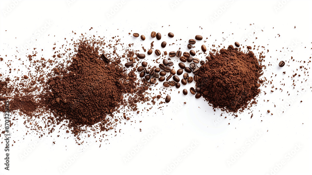coffee powder spread isolated on white background coffee powder spread isolated on white background