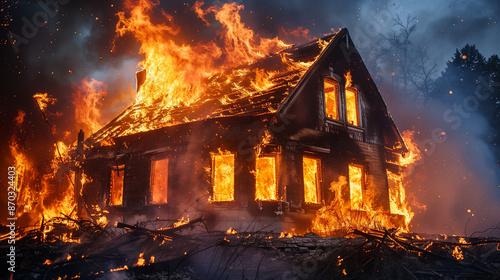 house burning in fire