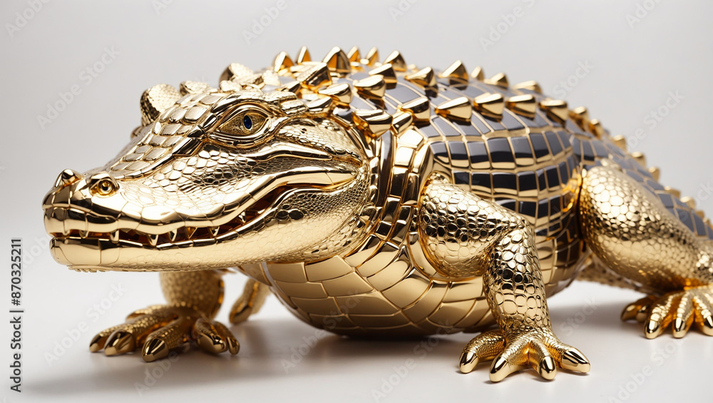 Obraz premium a golden alligator statue with black scales