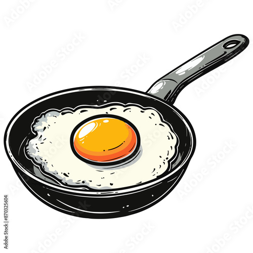 egg frying in a fry pan illustration