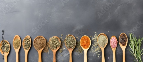 Top view of wooden spoons h...