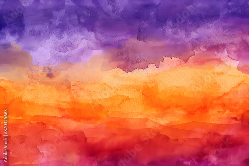 abstract watercolor background sunset sky orange purple © Ahtesham