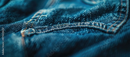 Close-up view of blue denim...