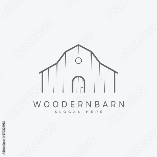 farm or barn house line art logo vector symbol design illustration