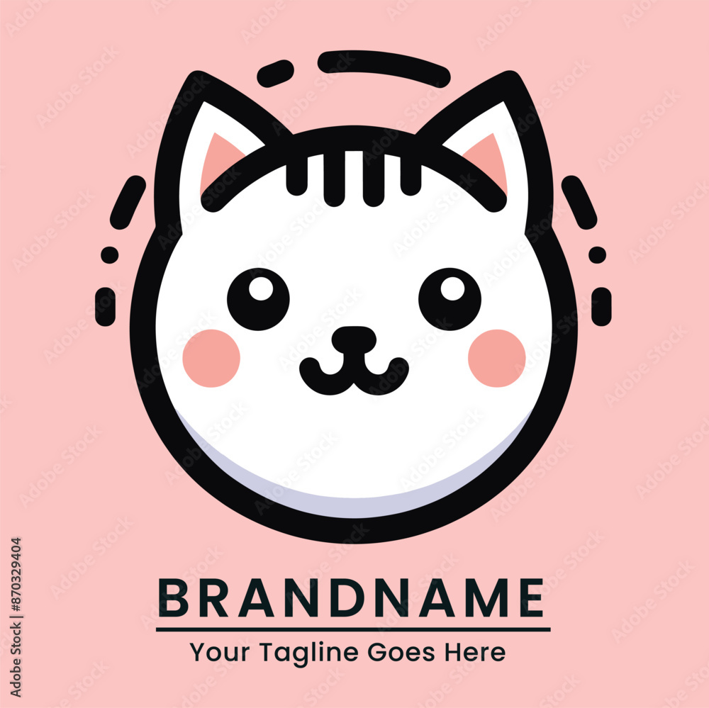 white cat logo with a vibrant pink background white cat logo with a vibrant pink background