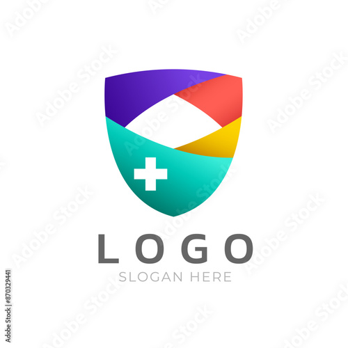 Art Colorful shield with cross shape vector design. Usable for medical, technology, and insurance business logo& Illustration Free Download Art Colorful shield with cross shape vector design. Usable for medical, technology, and insurance business logo& Illustration - GFXLoad