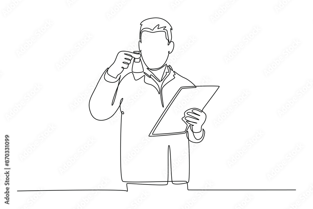 Scientist concept. Single line draw design vector graphic illustration. Scientist concept. Single line draw design vector graphic illustration.