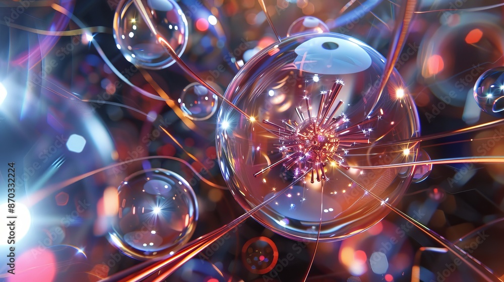 Abstract Glass Sphere with Glowing Starburst Inside Abstract Glass Sphere with Glowing Starburst Inside