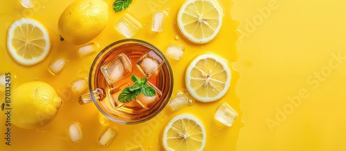 Ice tea with ice, lemon and...