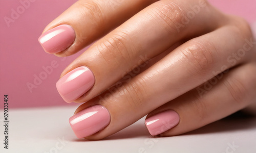 Wallpaper Mural Closeup of polished fingernails with pink nail polish Torontodigital.ca