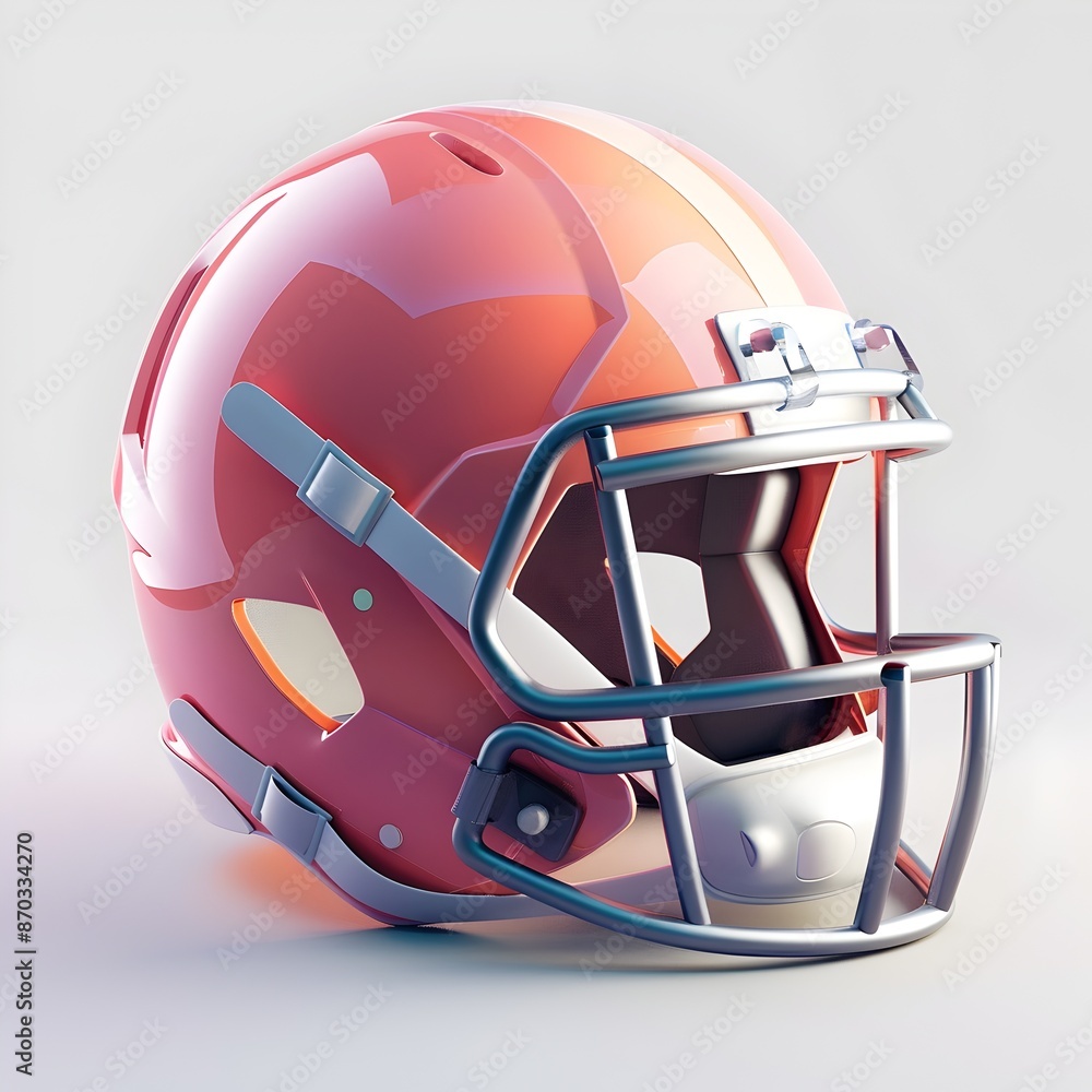Fototapeta premium Minimalistic 3D Football Helmet Icon on White Background with Soft Lighting and Smooth Gradient