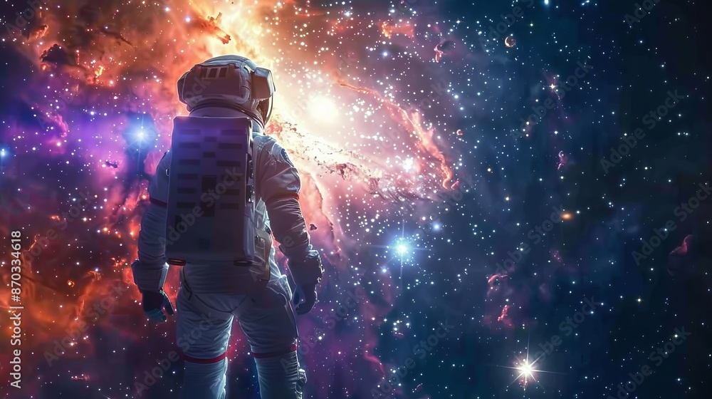 Astronaut Facing the Cosmos in a Nebula Astronaut Facing the Cosmos in a Nebula