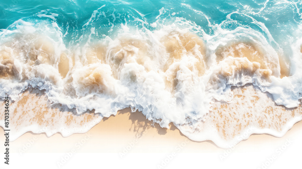 sea waves on the beach isolated on transparent white background, clipping path sea waves on the beach isolated on transparent white background, clipping path