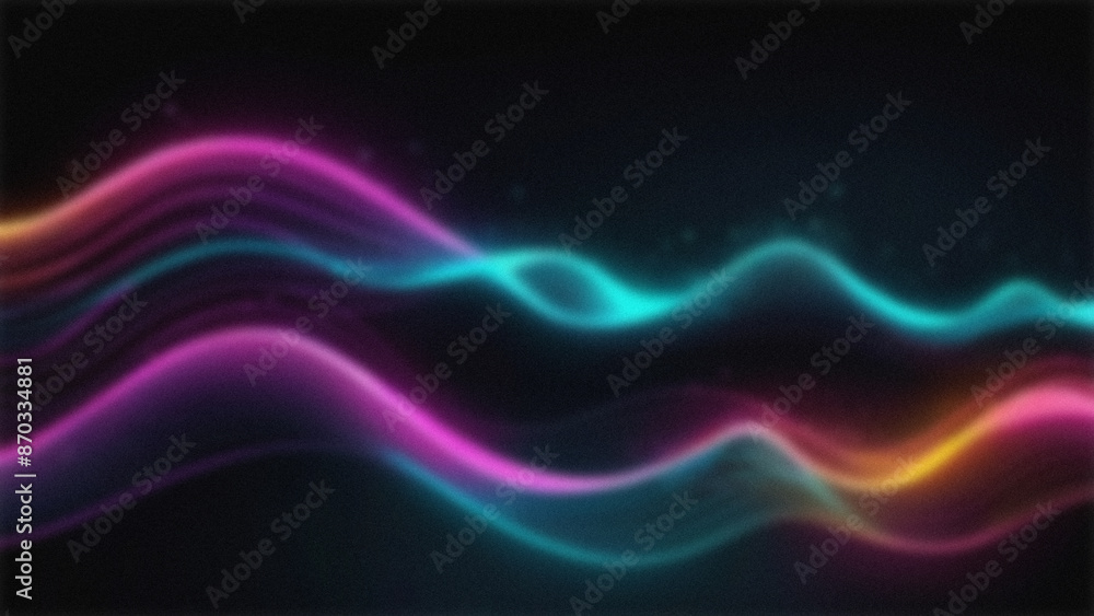 Abstract background of shiny neon wave lines with blur and noise effect on dark background Abstract background of shiny neon wave lines with blur and noise effect on dark background