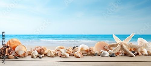 A beach-themed table with s...