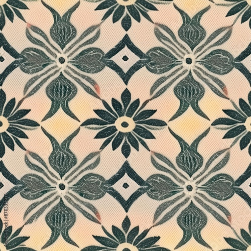 seamless repeat pattern; the texture of the fabric, knitted with Flowers and leaf